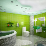 Фото: Большая ванная комната в зеленом цвете