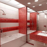 Фото: Большая ванная комната в красном тоне