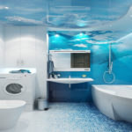 Фото: Большая голубая ванная комната