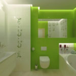 Фото: Зеленая ванная комната с большими зеркалами