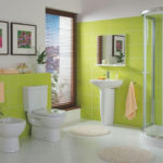 Фото: Зеленая ванная комната с душевой кабинкой
