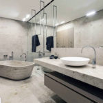 Фото: Каменная серая ванная комната